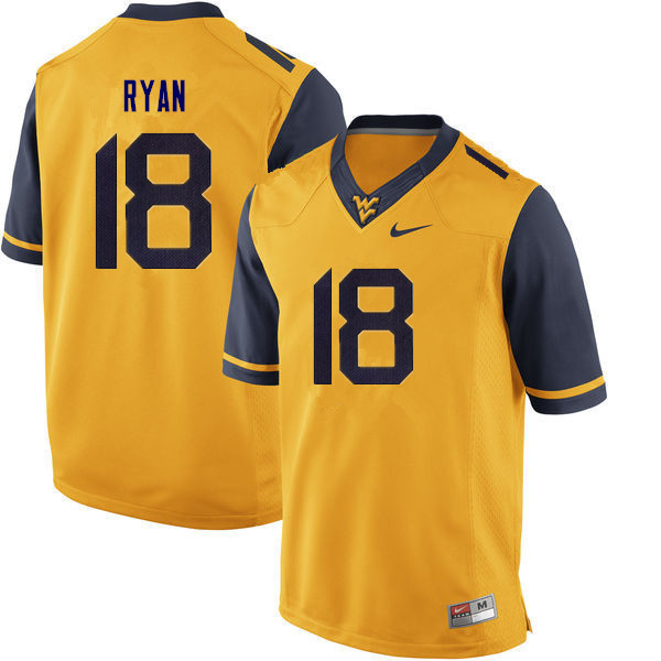 NCAA Men's Sean Ryan West Virginia Mountaineers Gold #18 Nike Stitched Football College Authentic Jersey WJ23A40HH